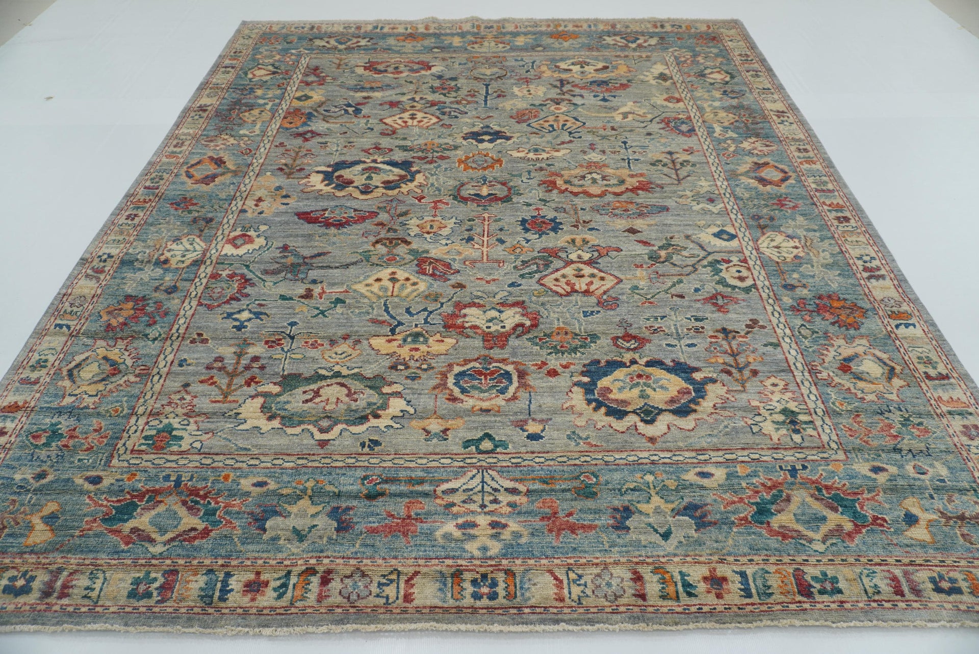 8x10 Oushak Blueish Gray Hand knotted Turkish Rug - Yildiz Rugs