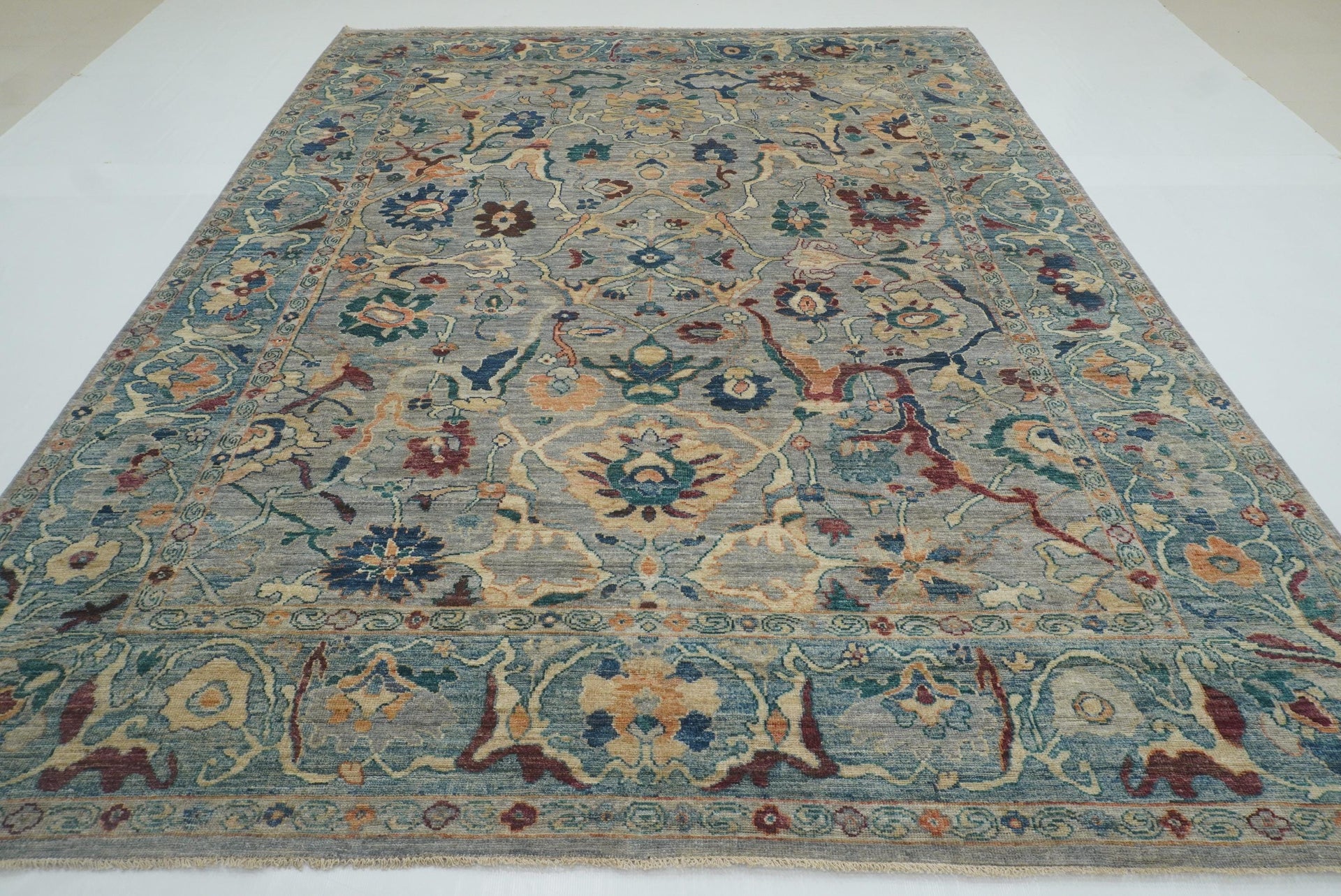 9x12 Oushak Blueish Gray Hand knotted Rug - Yildiz Rugs
