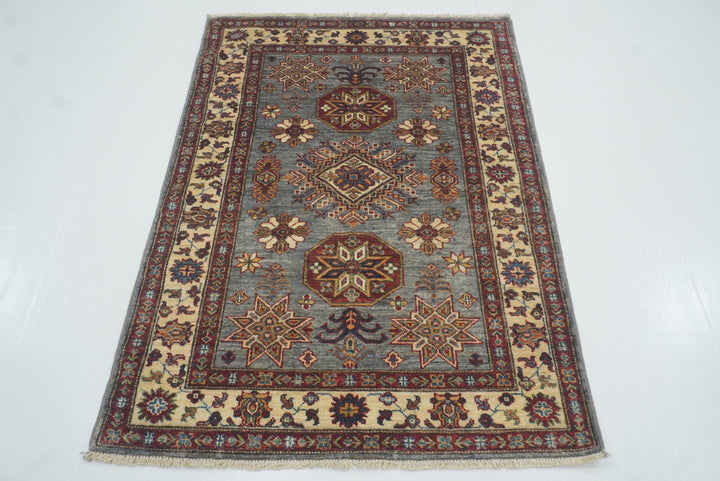 3x5 Gray Kazak Afghan Hand-knotted Rug - Yildiz Rugs