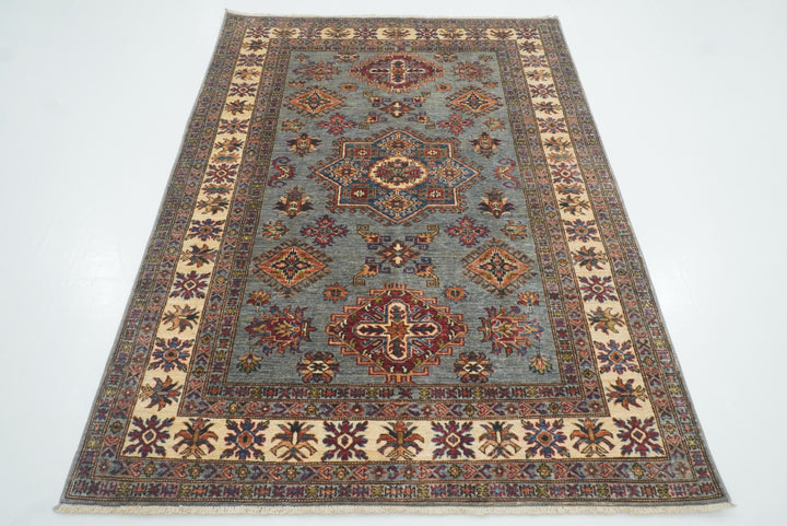 5x7 Gray Kazak Hand Knotted Afghan Rug - Yildiz Rugs