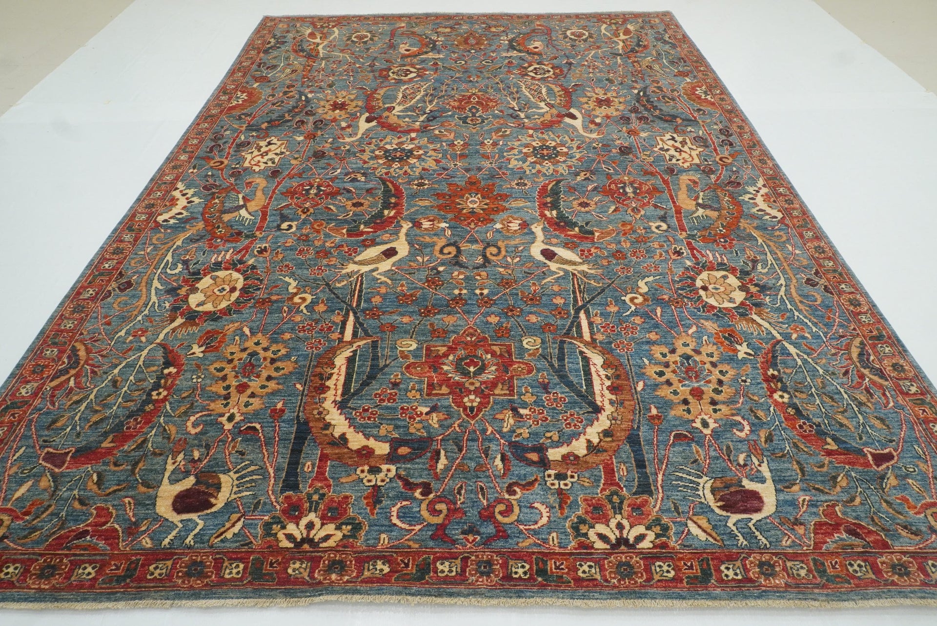 9x12 Blue Bird Afghan Hand knotted Oriental Rug