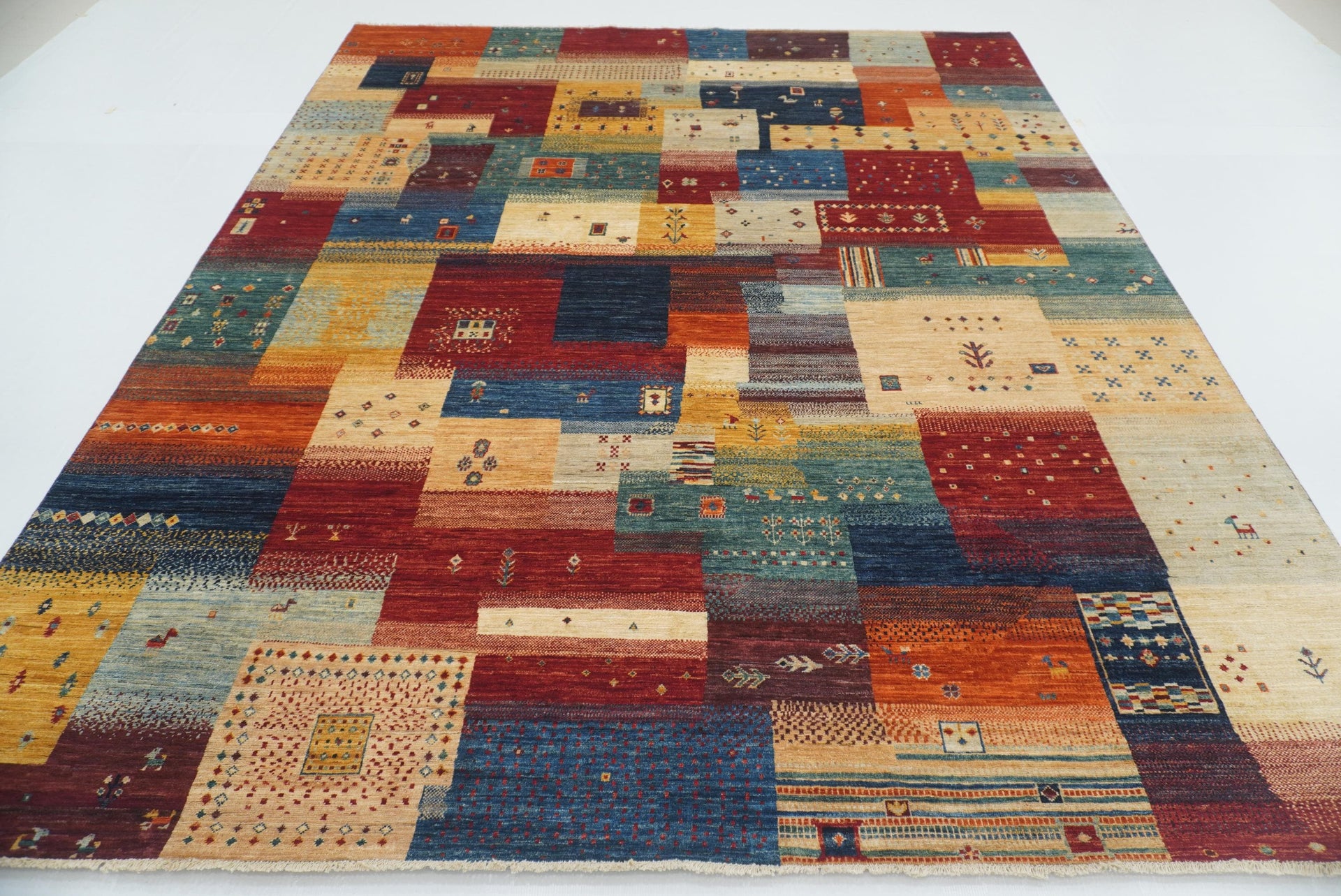 8x10 Afghan Gabbeh Multicolor Hand-Knotted Rug
