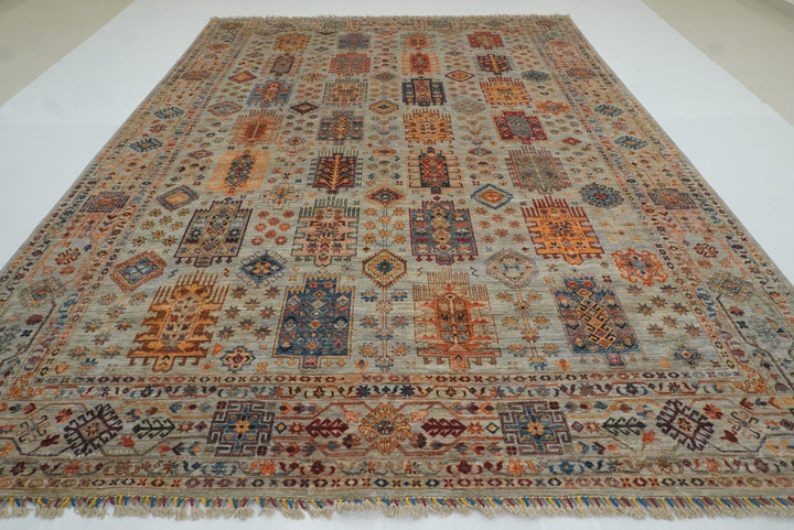 10x14 Gray Afghan Hand-Knotted Oriental Rug - Yildiz Rugs