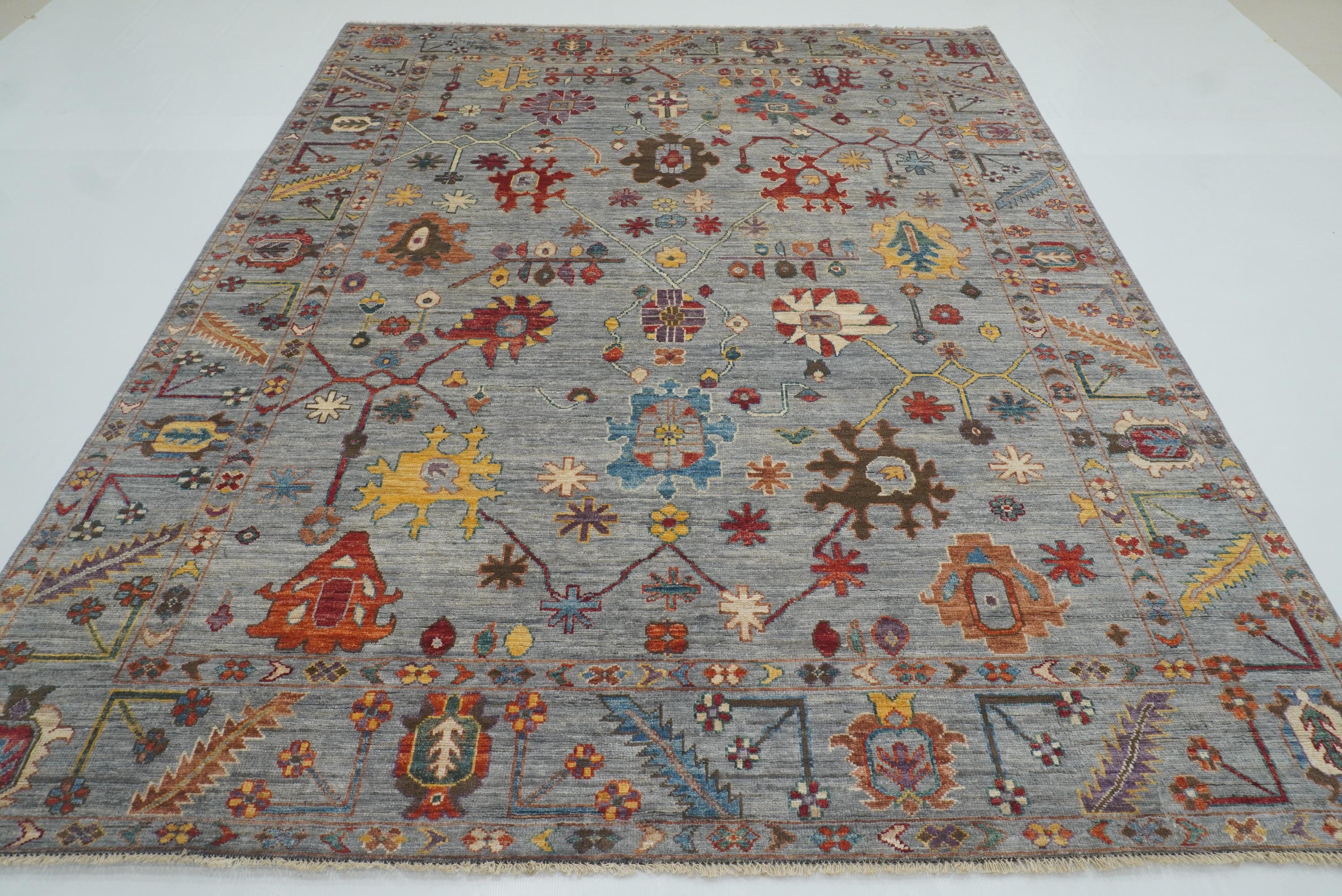 8x10 Oushak Soft Gray Hand knotted Turkish Rug - Yildiz Rugs