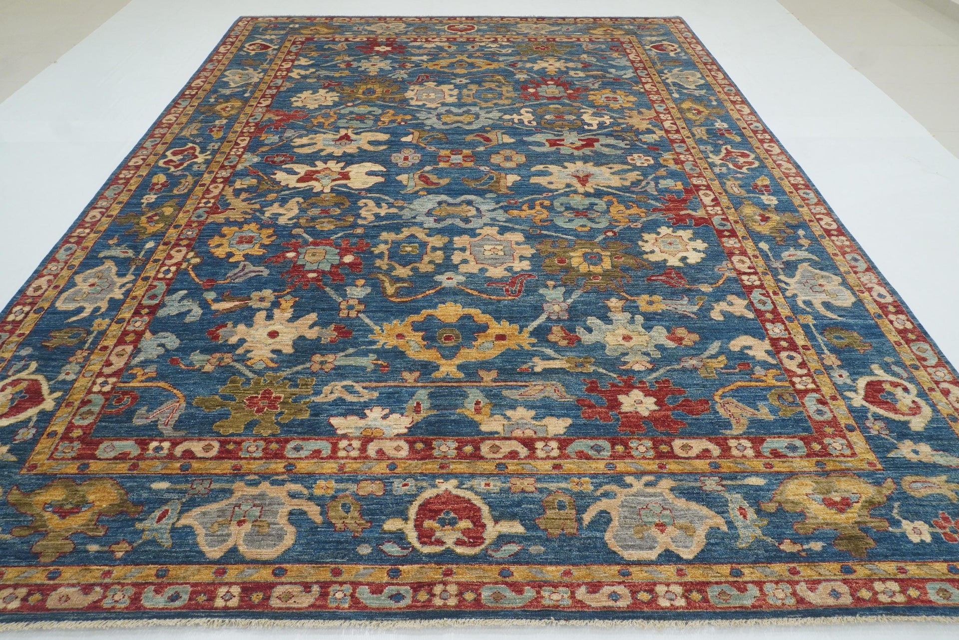 9'10"x13'3" Oushak Denim Blue Hand-Knotted Oriental Rug - Yildiz Rugs