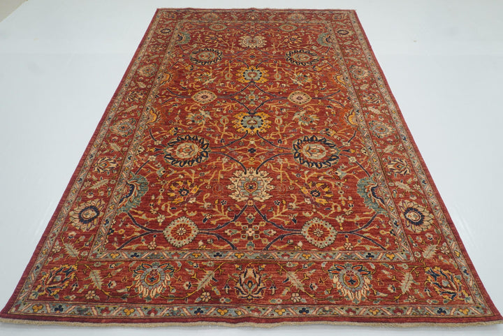 6x9 Bidjar Brick Red Afghan Hand-Knotted Oriental Rug - Yildiz Rugs