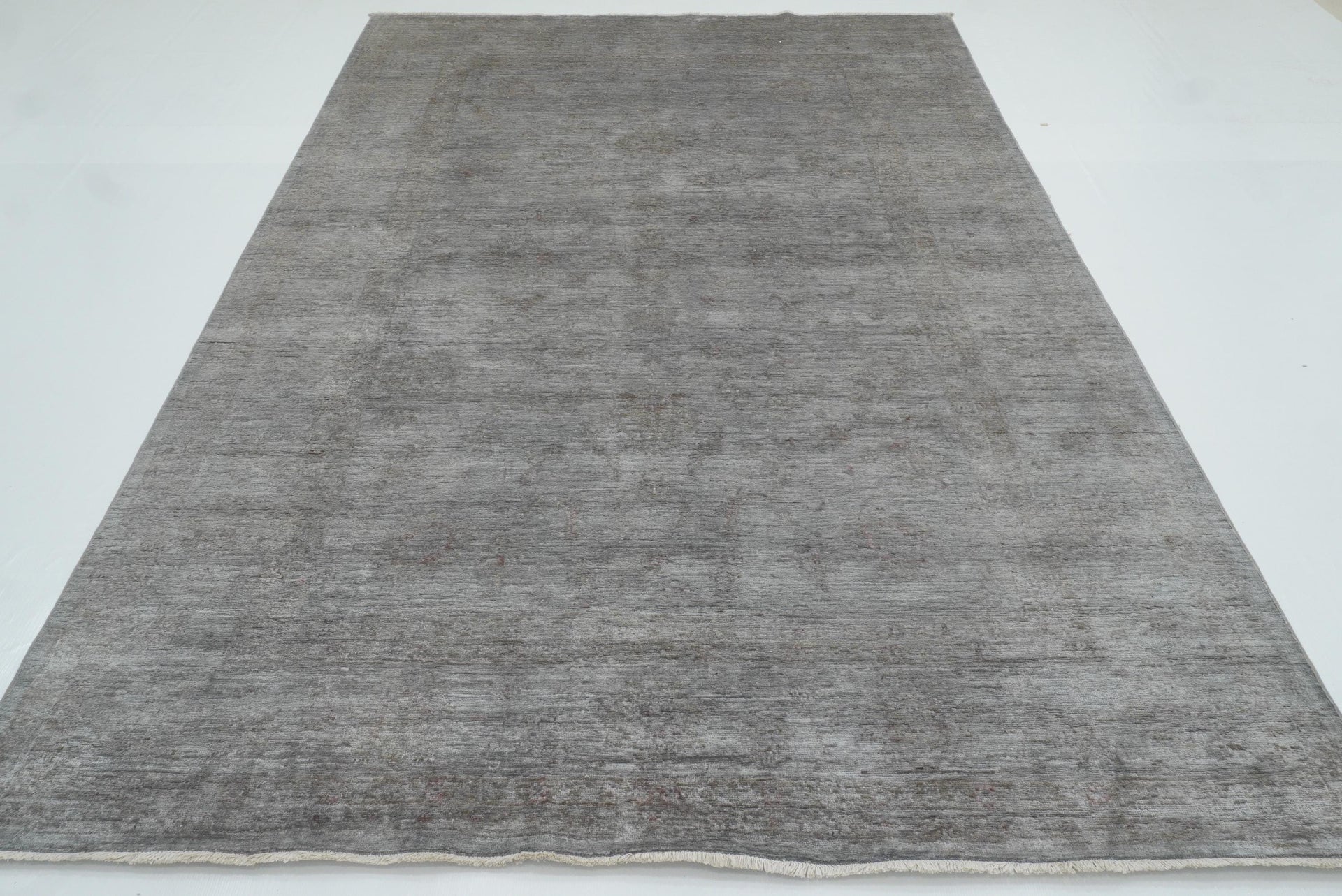6'6"x9'10" Overdyed Oushak Slate Gray Hand-Knotted Rug - Yildiz Rugs