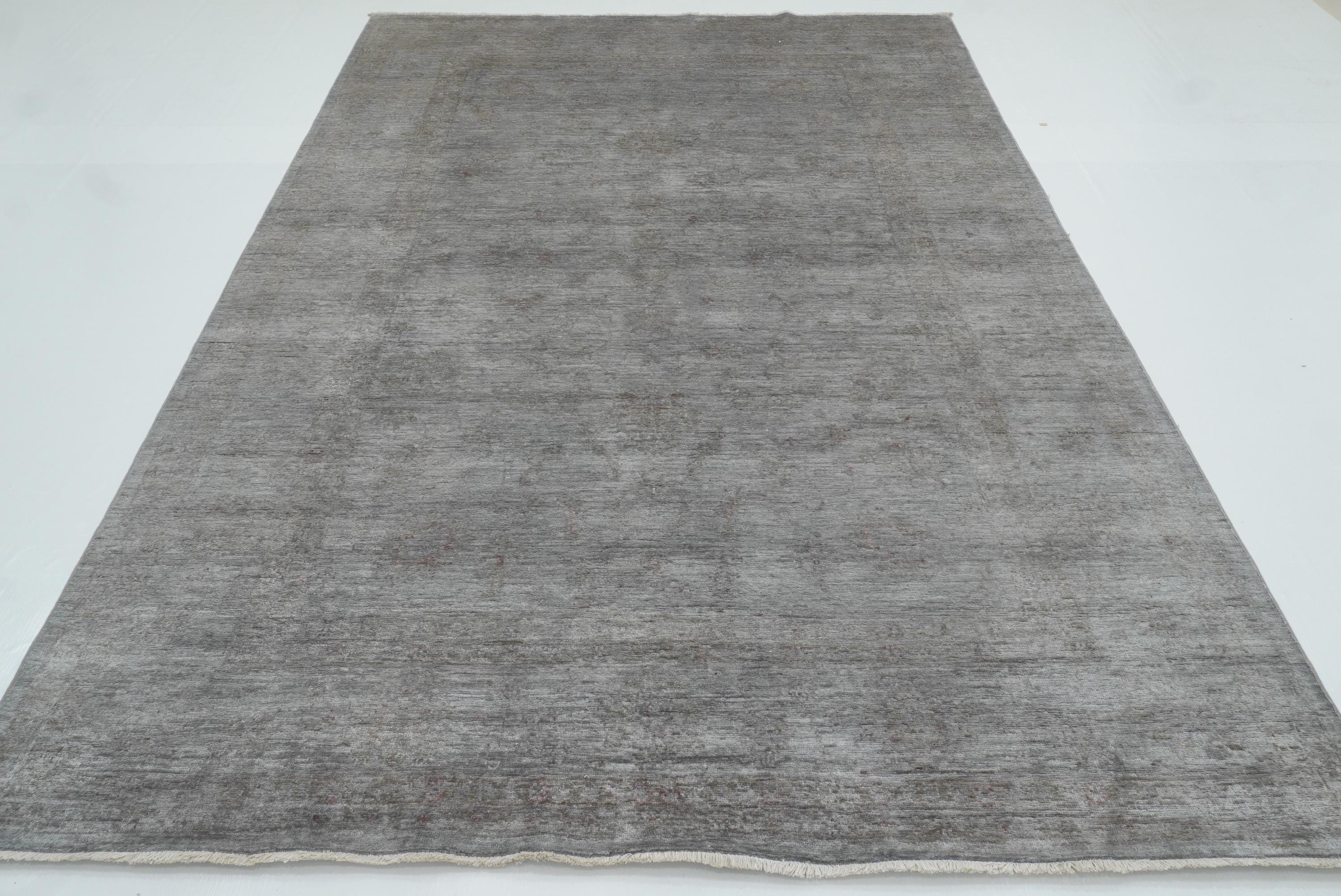 6'6"x9'10" Overdyed Oushak Slate Gray Hand-Knotted Rug - Yildiz Rugs