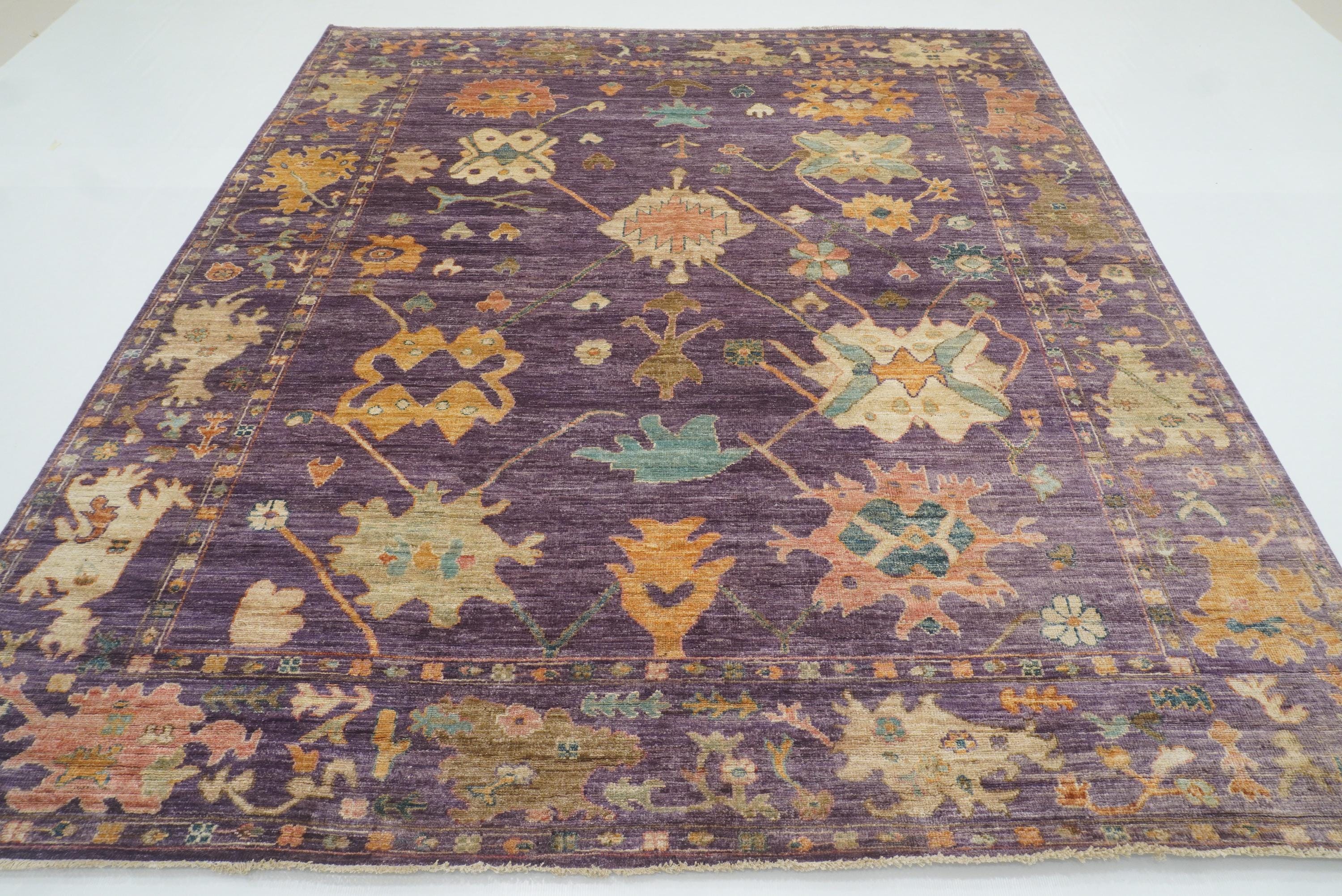 8x10 Oushak Muted Purple Hand knotted Rug - Yildiz Rugs