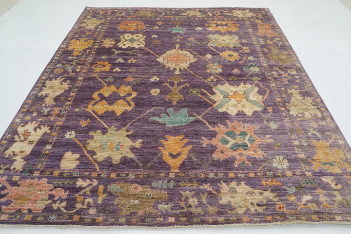 8x10 Oushak Muted Purple Hand knotted Rug - Yildiz Rugs