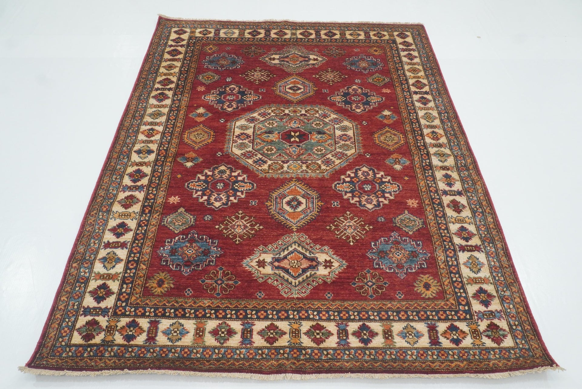 5x7 Red Kazak Hand Knotted Afghan Oriental Rug - Yildiz Rugs