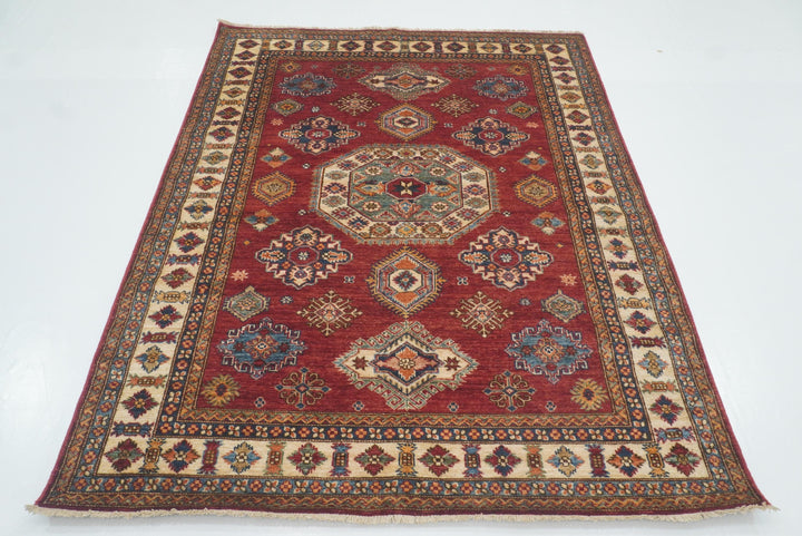 5x7 Red Kazak Hand Knotted Afghan Oriental Rug - Yildiz Rugs