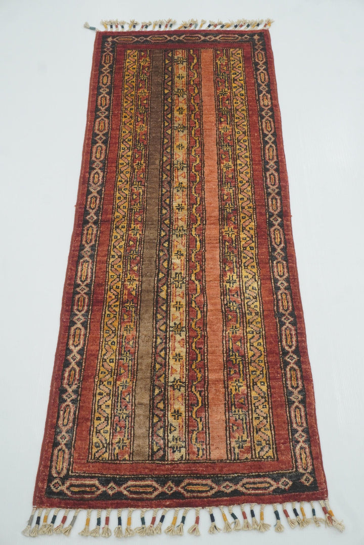 2x5 Red Shaal Turkish Hand knotted Runner Rug - Yildiz Rugs