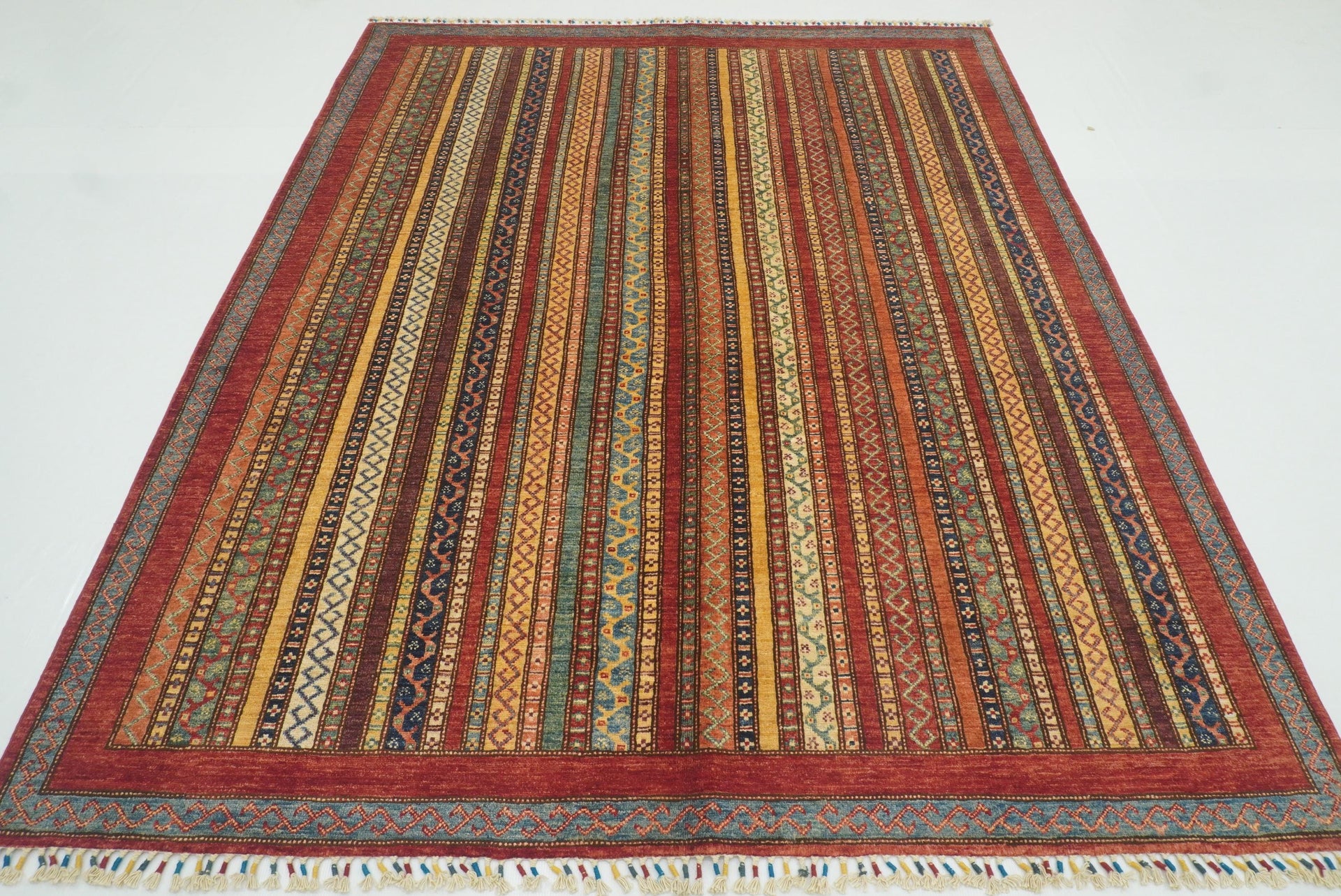 7x8 Red Turkish Style Hand-Knotted Wool Tribal Rug - Yildiz Rugs