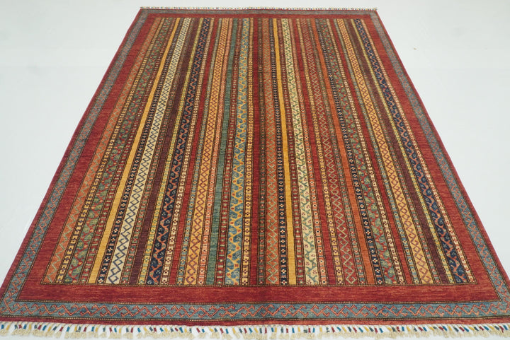 7x8 Red Turkish Style Hand-Knotted Wool Tribal Rug - Yildiz Rugs
