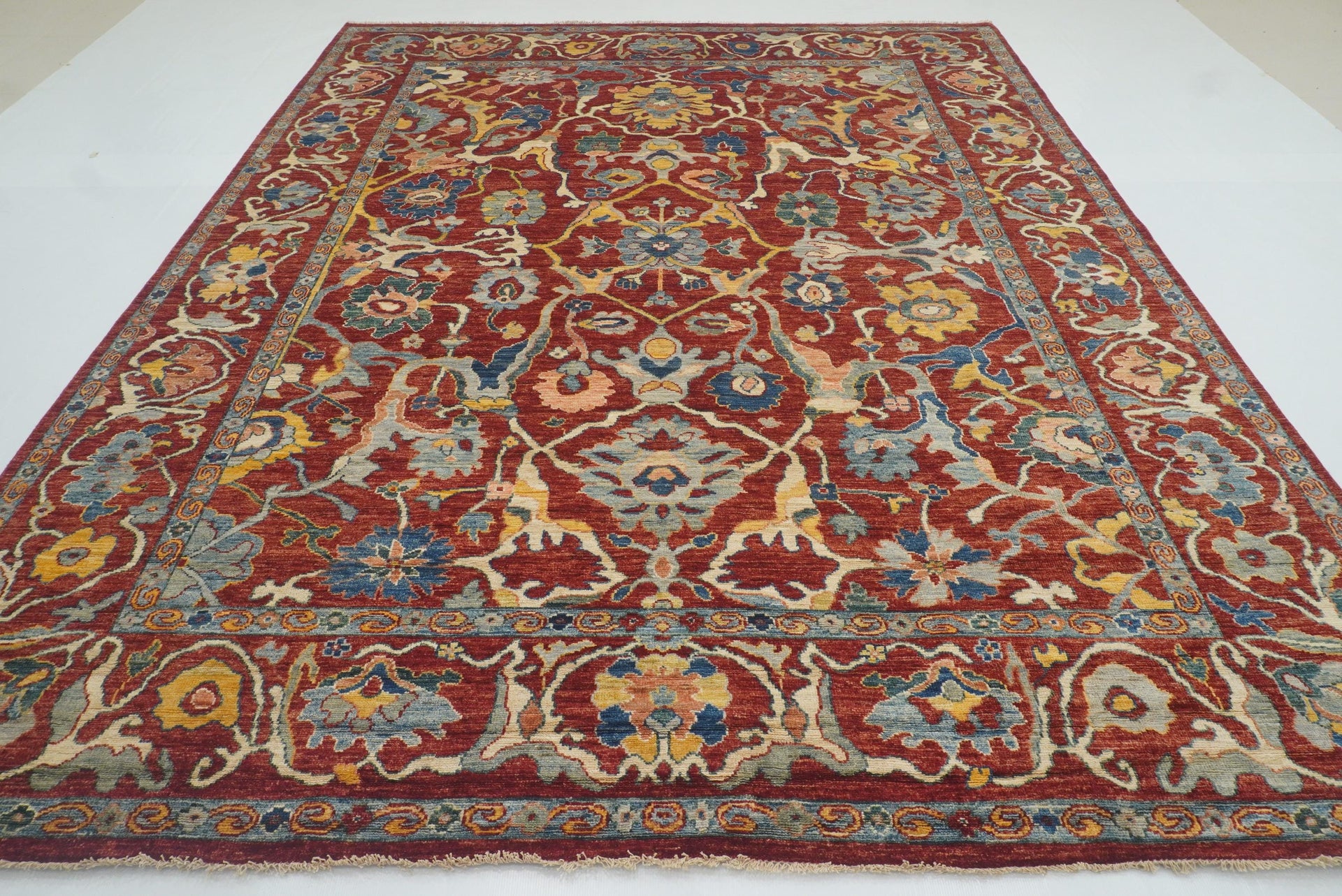 9'2"x11'4" Oushak Red Turkish Hand knotted Oriental Rug - Yildiz Rugs
