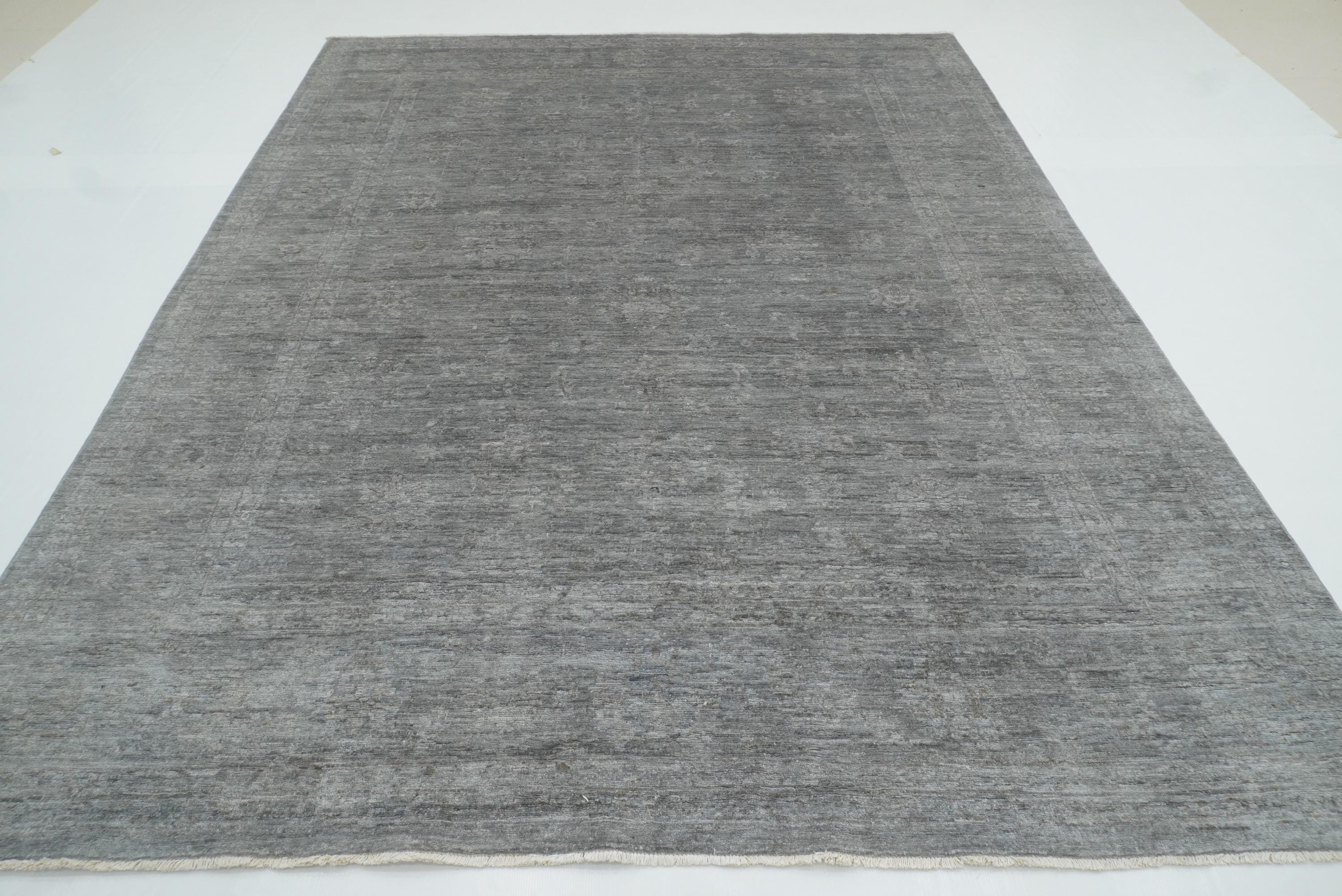 8x10 Overdyed Oushak Slate Gray Hand-Knotted Oriental Rug - Yildiz Rugs