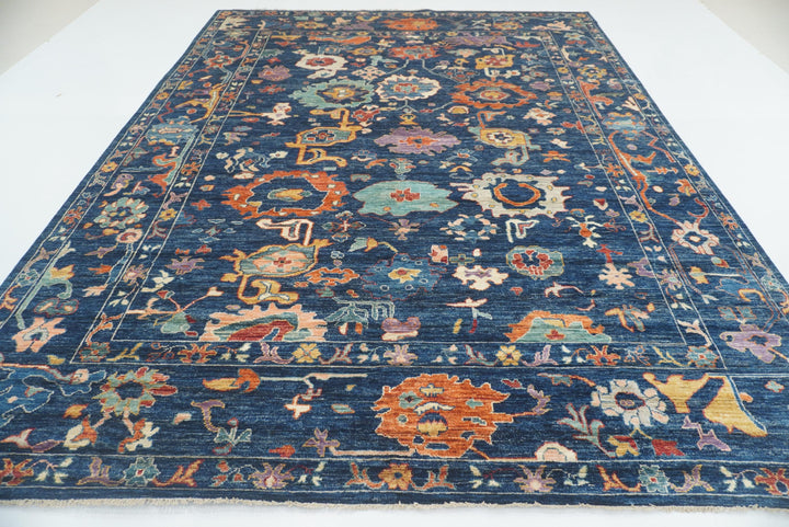 9x12 Navy Blue Oushak Turkish Hand knotted Oriental Rug - Yildiz Rugs