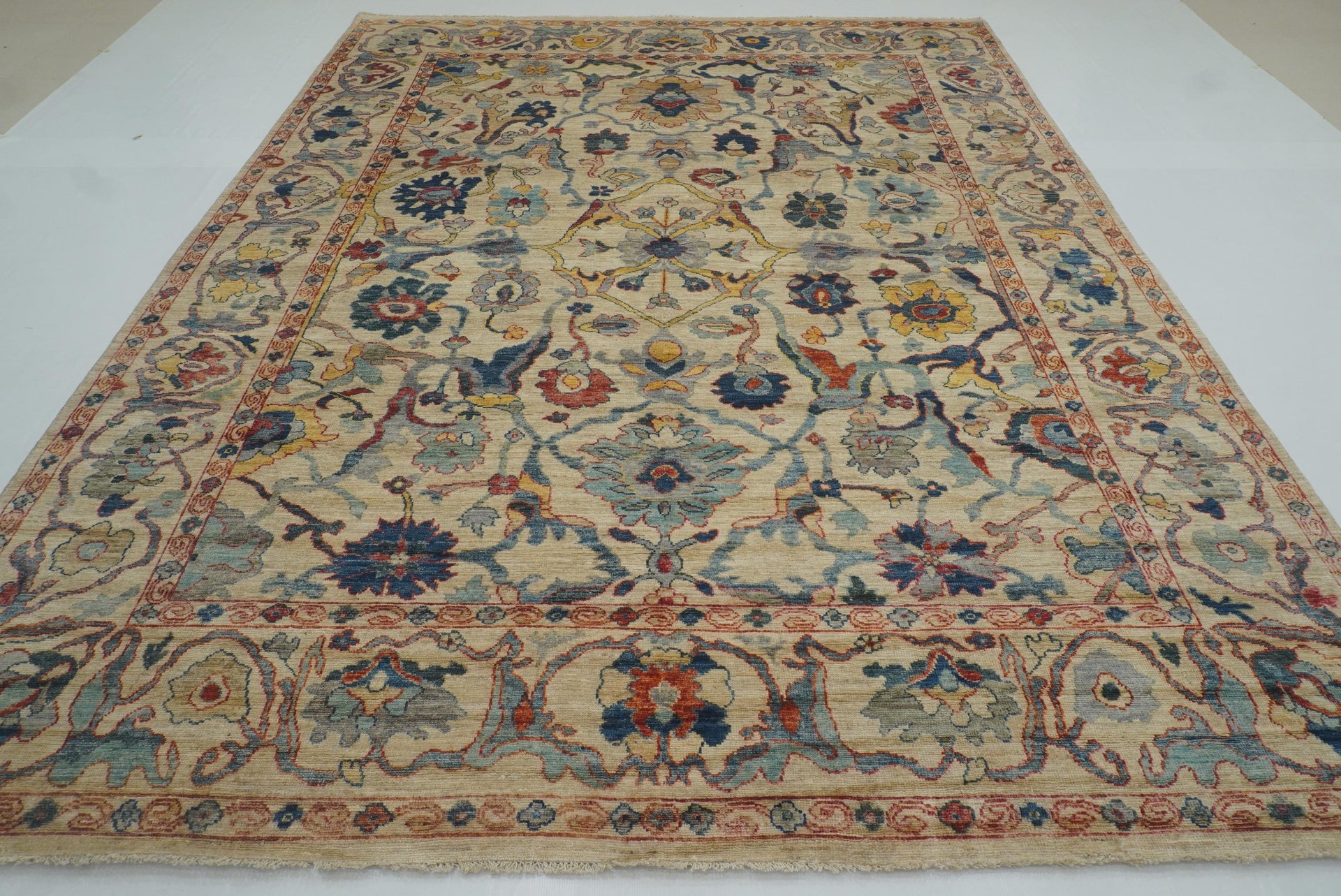 9x12 Beige Oushak Turkish Hand knotted Oriental Rug - Yildiz Rugs