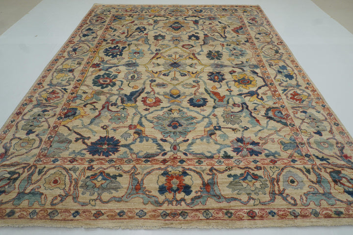 9x12 Beige Oushak Turkish Hand knotted Oriental Rug - Yildiz Rugs