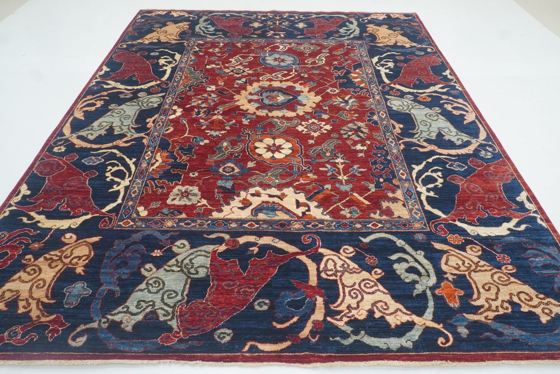 8x10 Red Afghan Hand-Knotted Garous Bidjar Rug - Yildiz Rugs