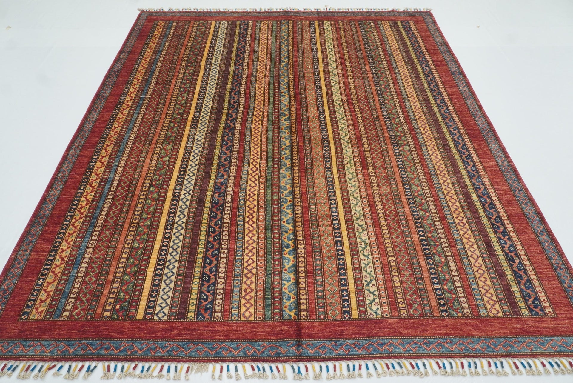 7x8 Red Turkish Style Hand-Knotted Tribal Rug