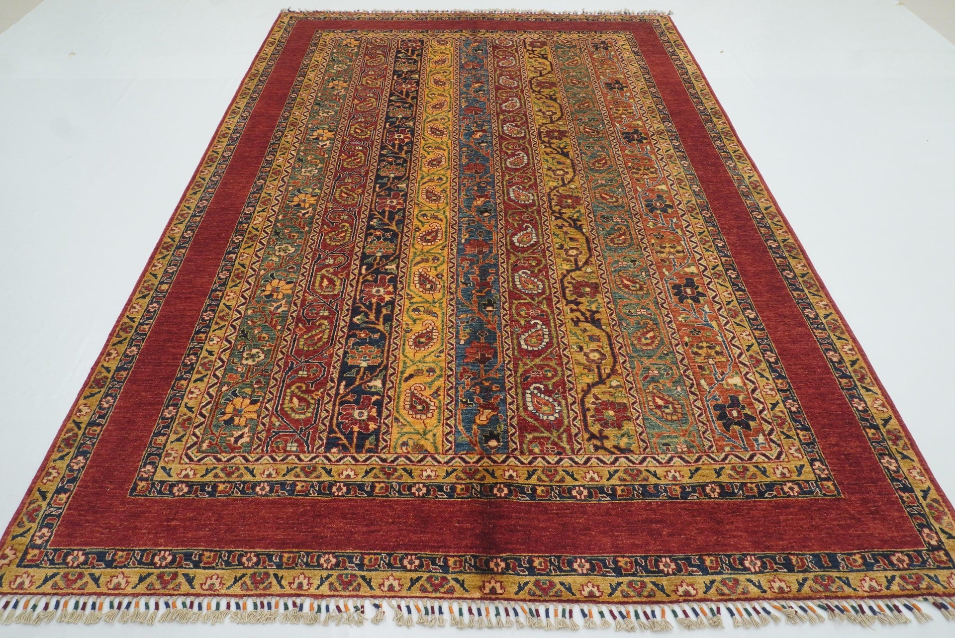 7x10 Red Turkish Style Hand-Knotted Wool Rug