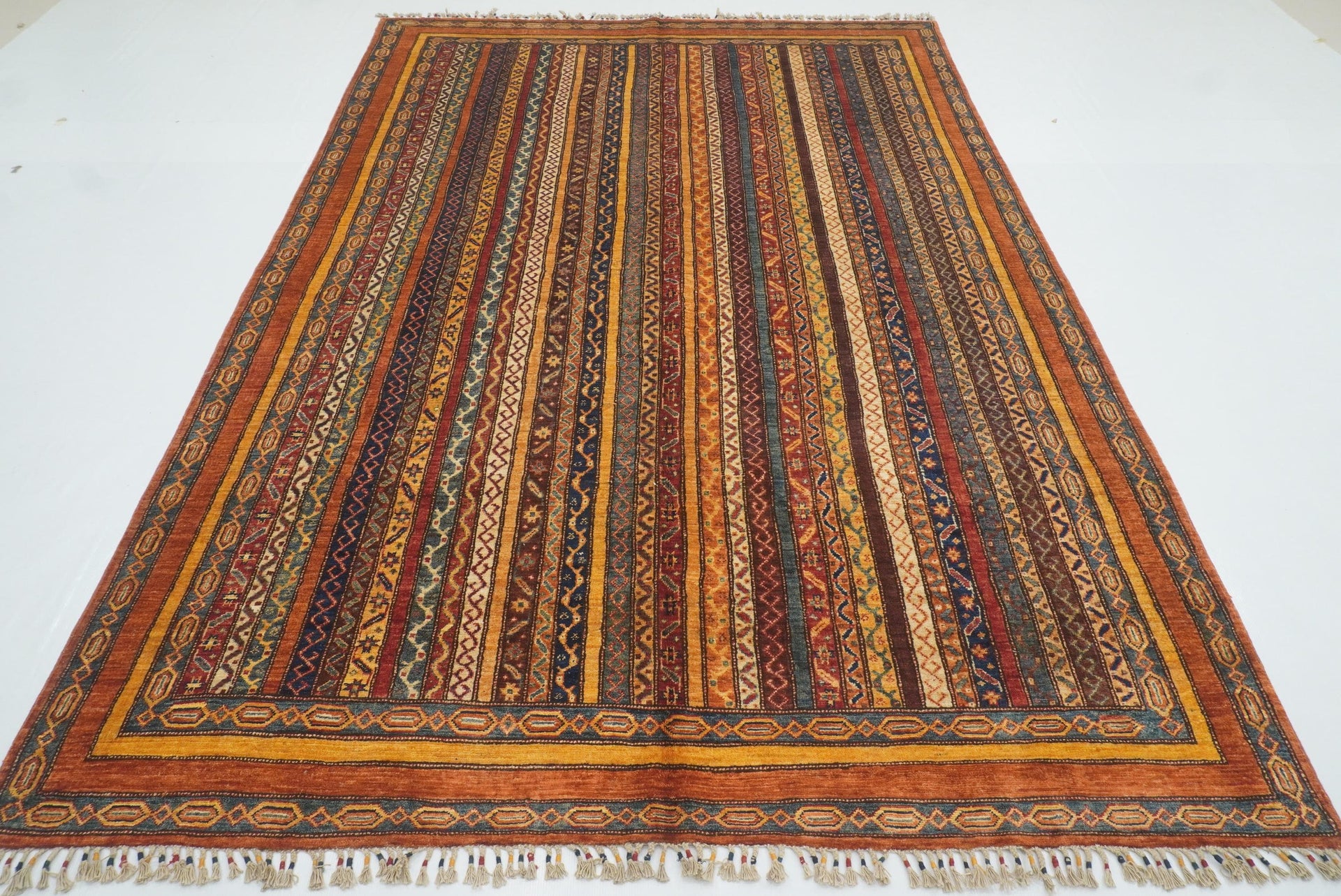 7x10 Rust Red Turkish Style Hand-Knotted Wool Rug
