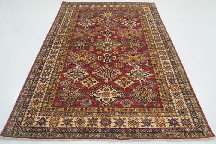 6x9 Red Kazak Afghan Hand-Knotted Oriental Rug - Yildiz Rugs