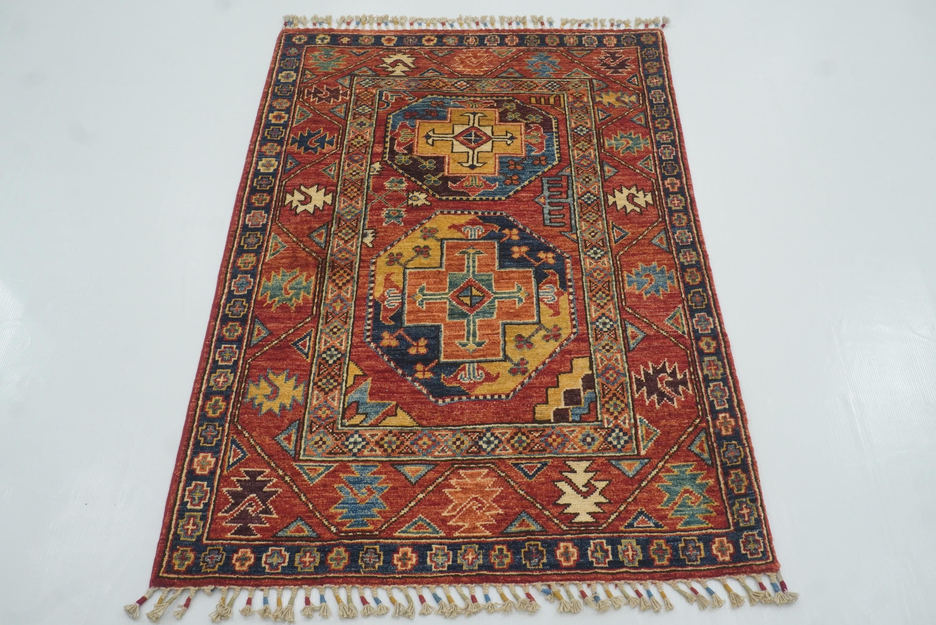 3x4 Red Ersari Hand Knotted Afghan Oriental Rug - Yildiz Rugs