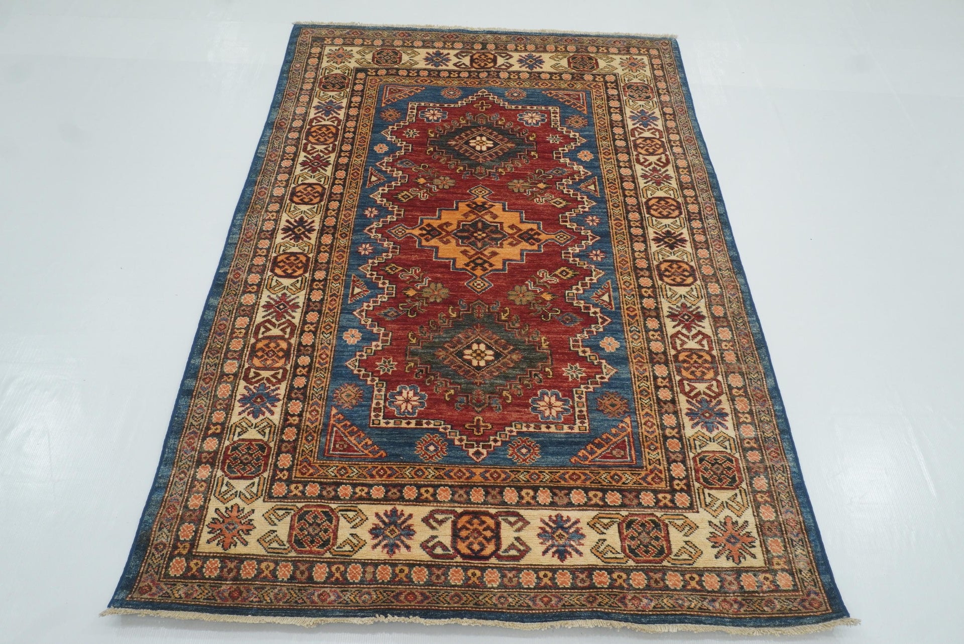 4x6 Red Kazak Hand Knotted Afghan Oriental Rug - Yildiz Rugs