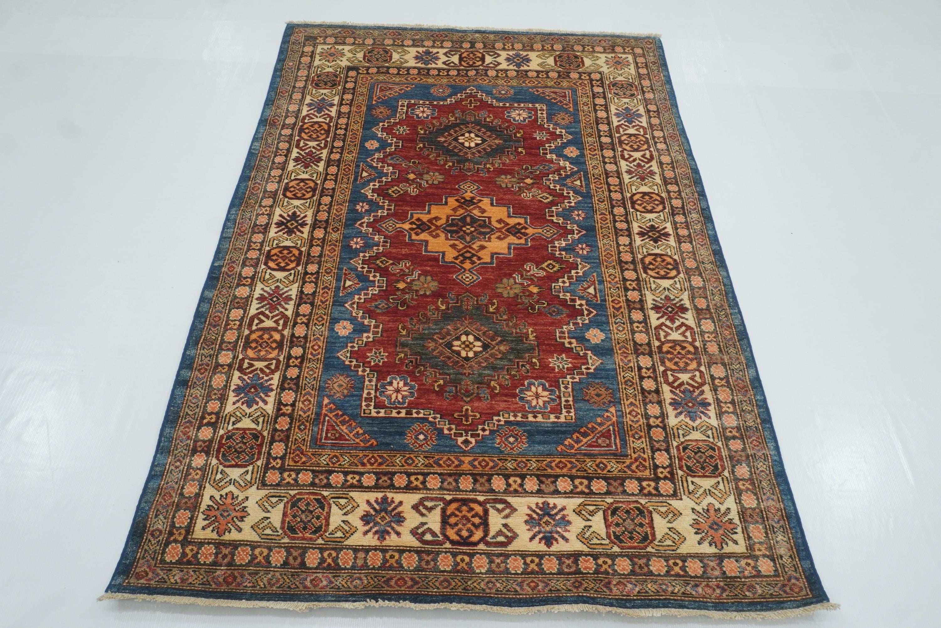 4x6 Red Kazak Hand Knotted Afghan Oriental Rug - Yildiz Rugs