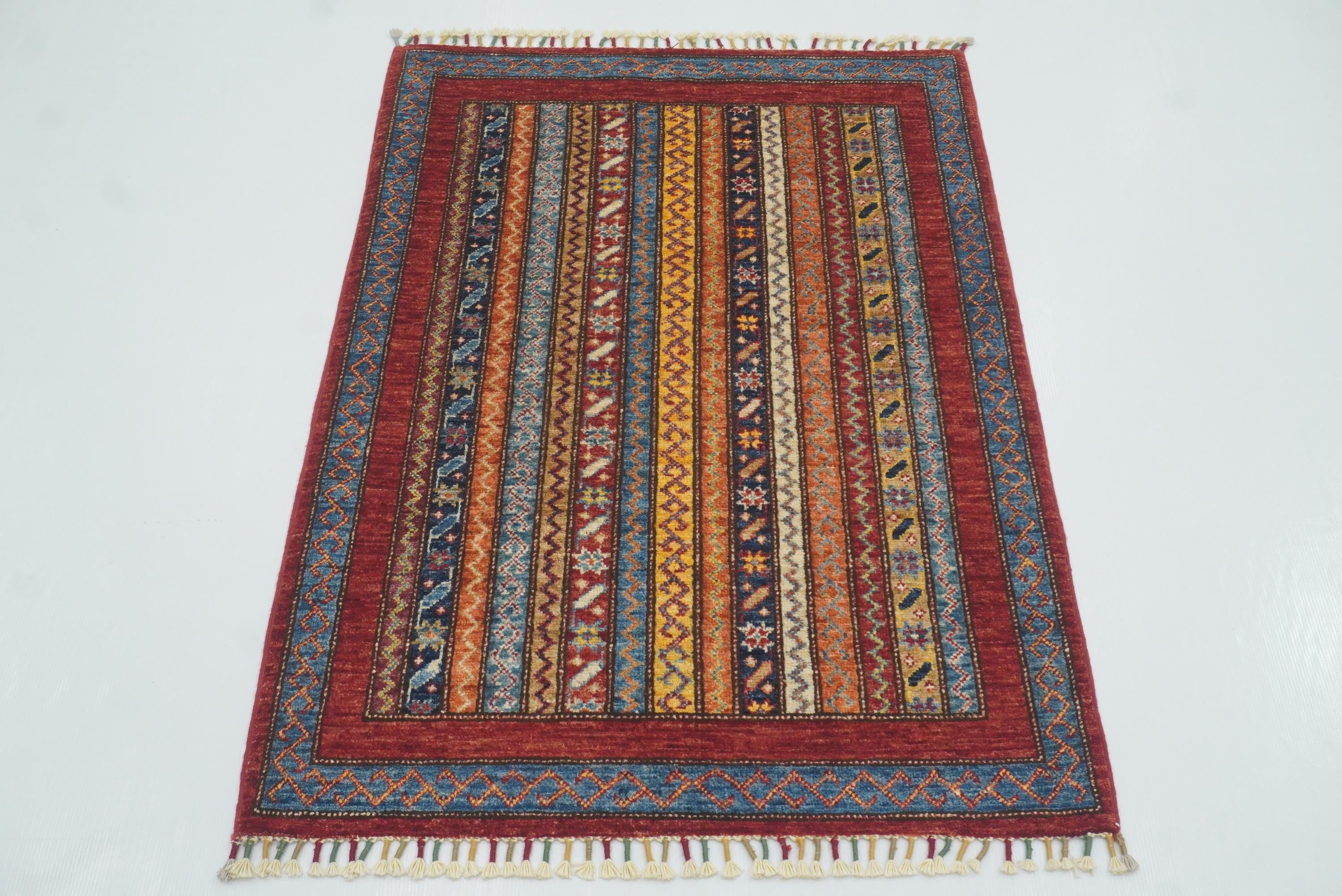 3x4 Red Turkish Style Hand knotted Wool Rug - Yildiz Rugs