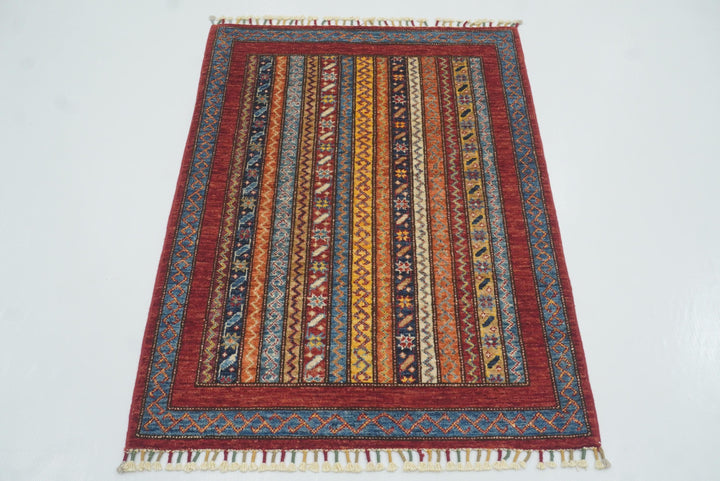 3x4 Red Turkish Style Hand knotted Wool Rug - Yildiz Rugs