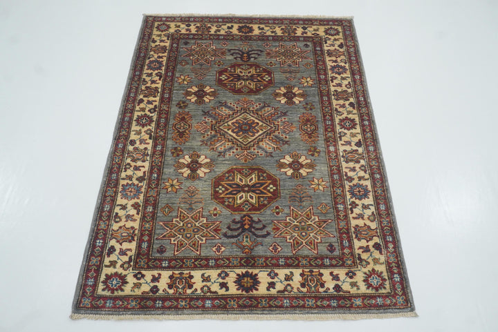 3x5 Gray Kazak Afghan Hand-knotted Rug - Yildiz Rugs
