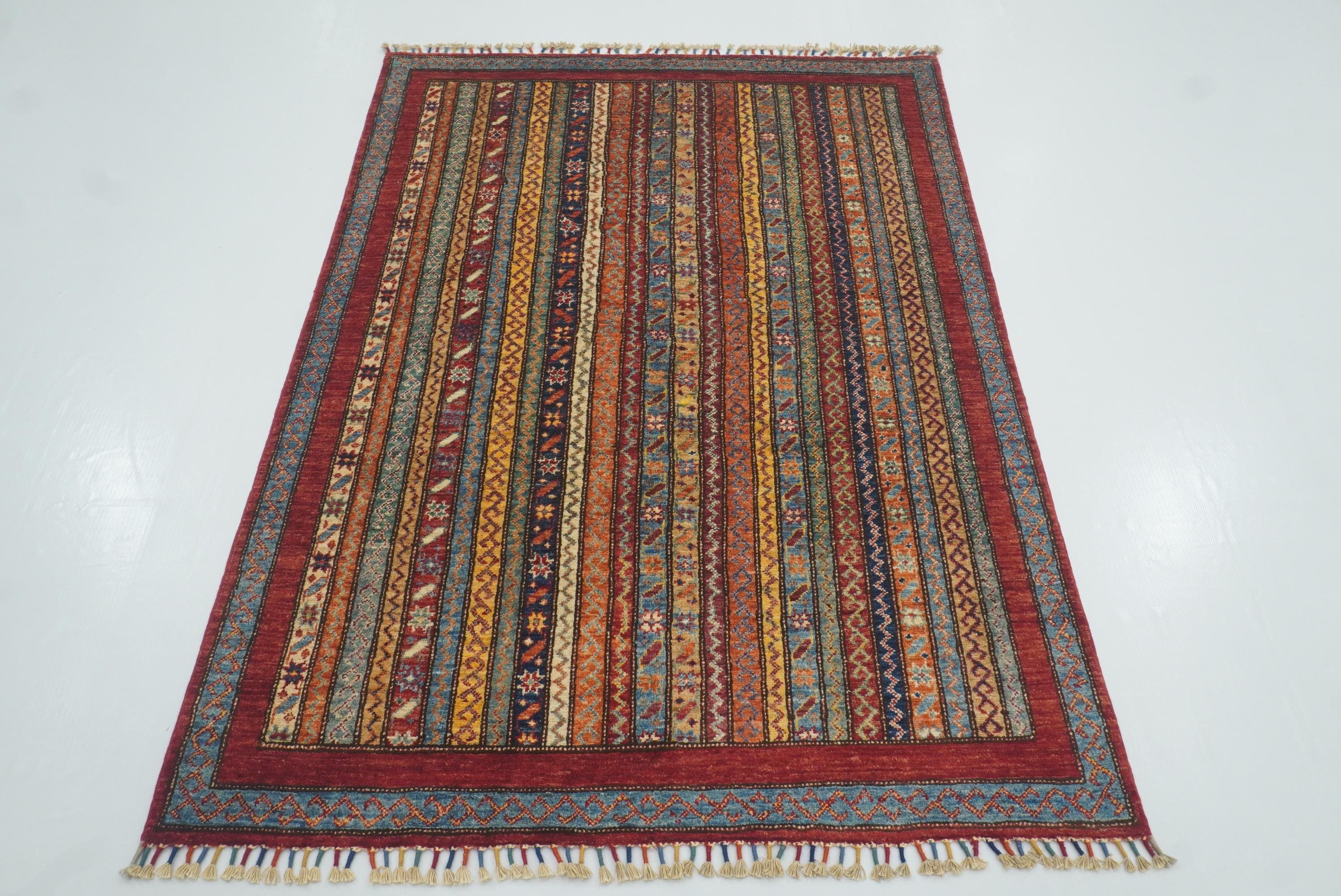 4x6 Red Shawl Hand Knotted Tribal Wool Rug - Yildiz Rugs