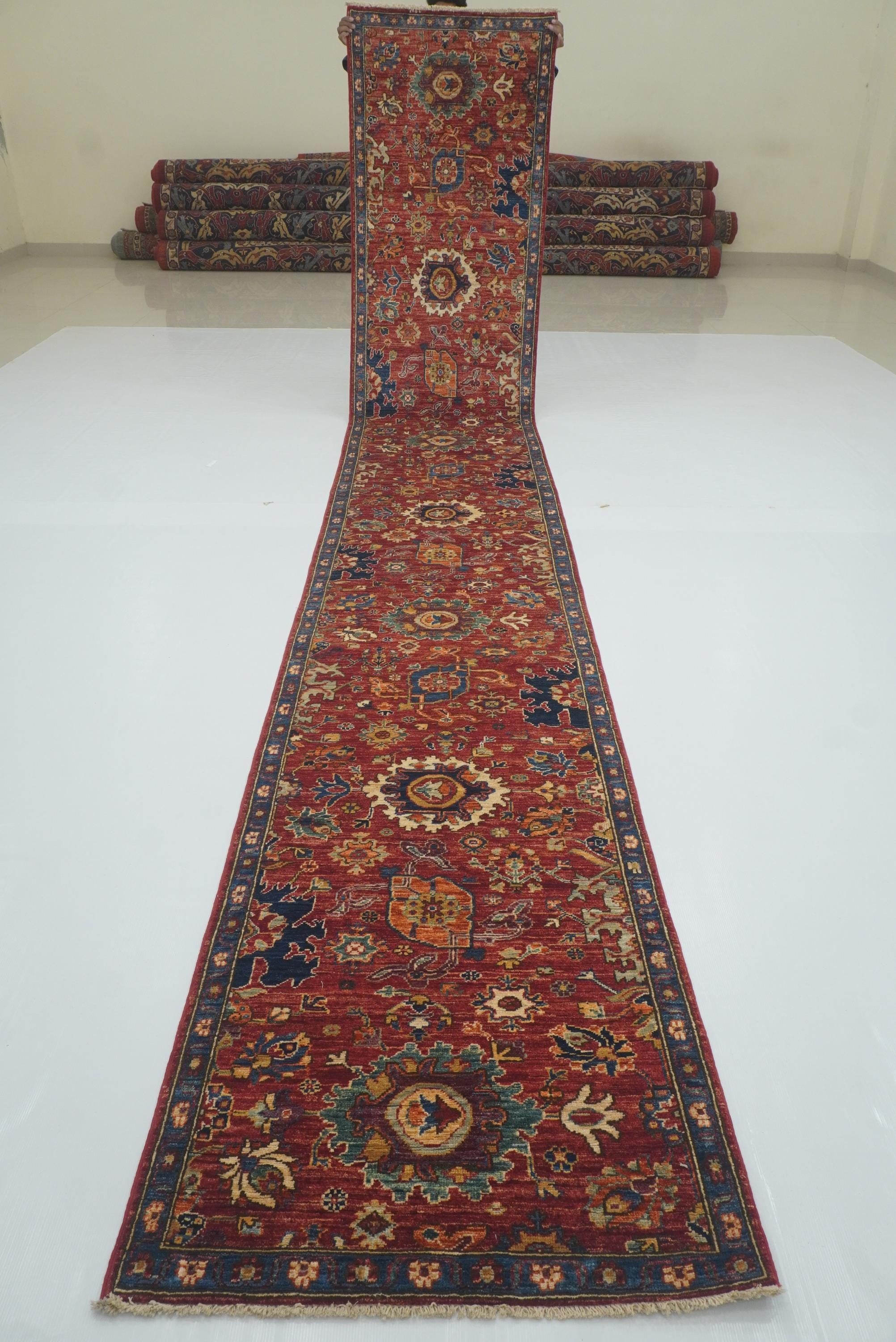 3x18 ft Red Bidjar Afghan Hand knotted Wool Oriental Long Runner Rug - Yildiz Rugs