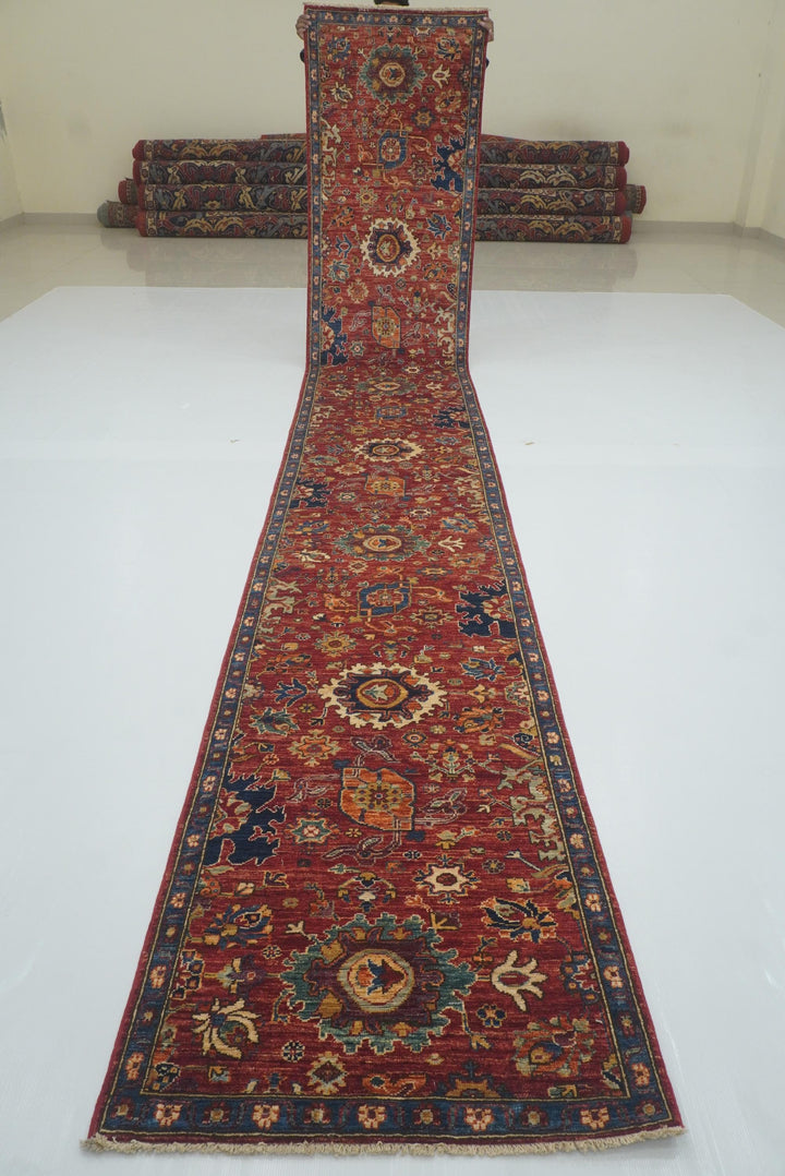 3x18 ft Red Bidjar Afghan Hand knotted Wool Oriental Long Runner Rug - Yildiz Rugs