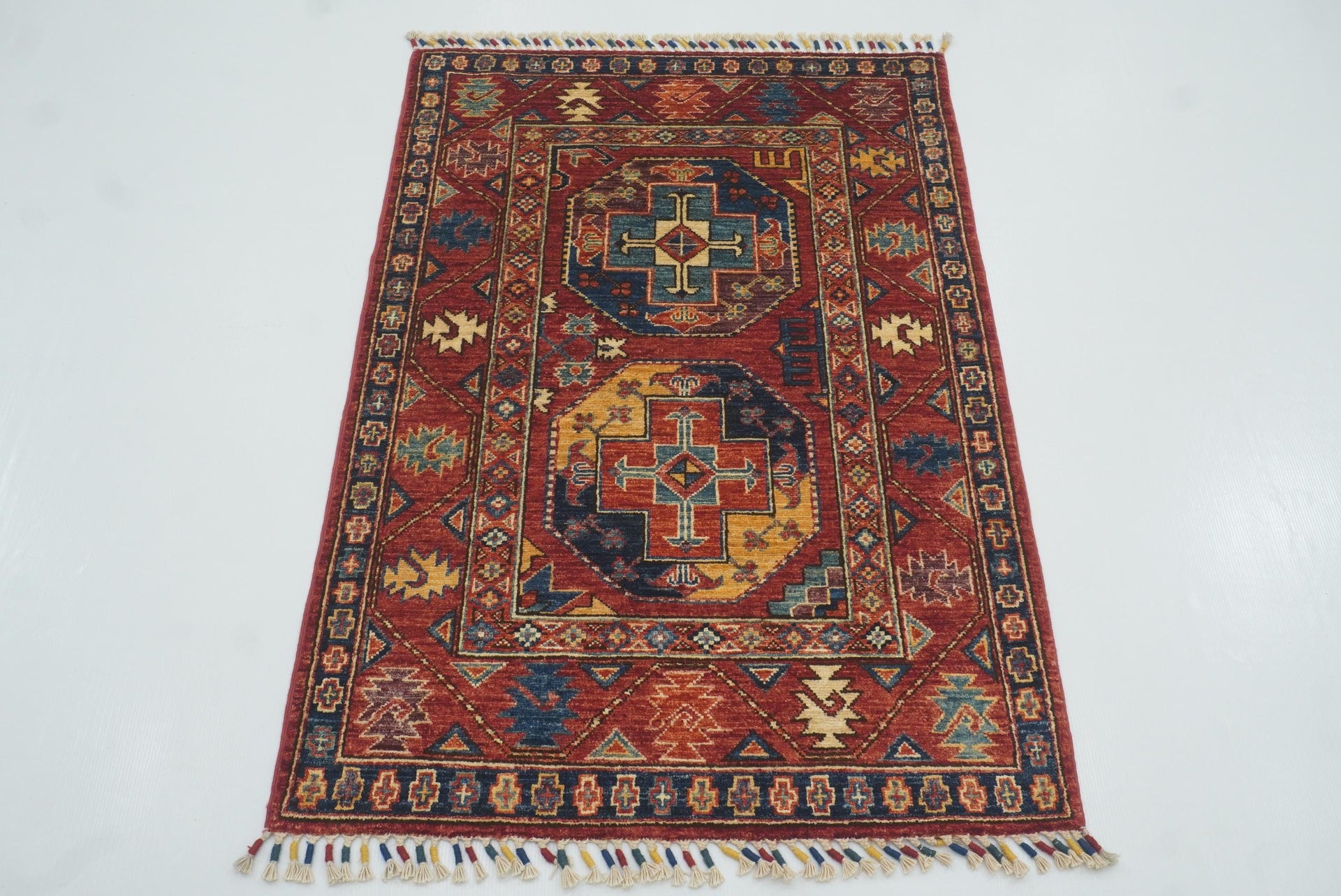 3x4 Red Ersari Hand Knotted Afghan Oriental Rug - Yildiz Rugs