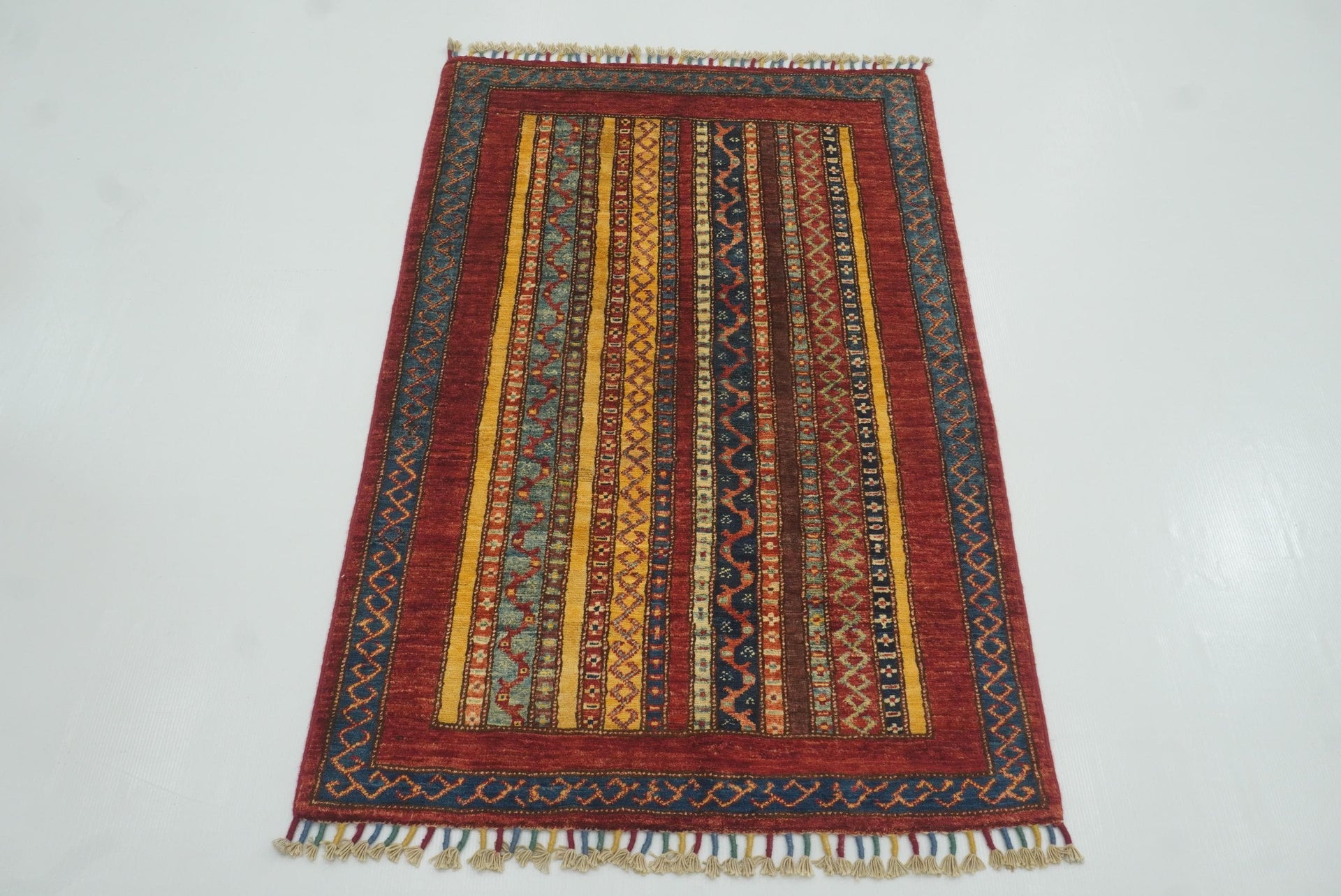 3x4 Red Turkish Style Hand knotted Wool Rug - Yildiz Rugs