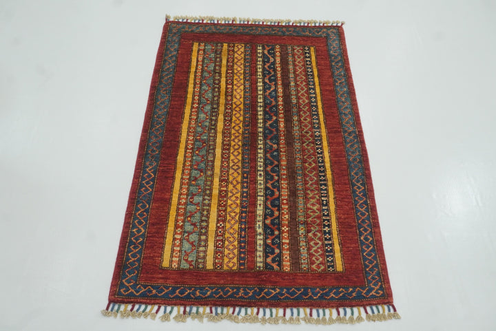 3x4 Red Turkish Style Hand knotted Wool Rug - Yildiz Rugs