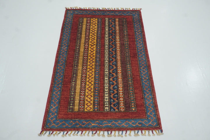 3x4 Red Turkish Style Hand knotted Wool Rug - Yildiz Rugs