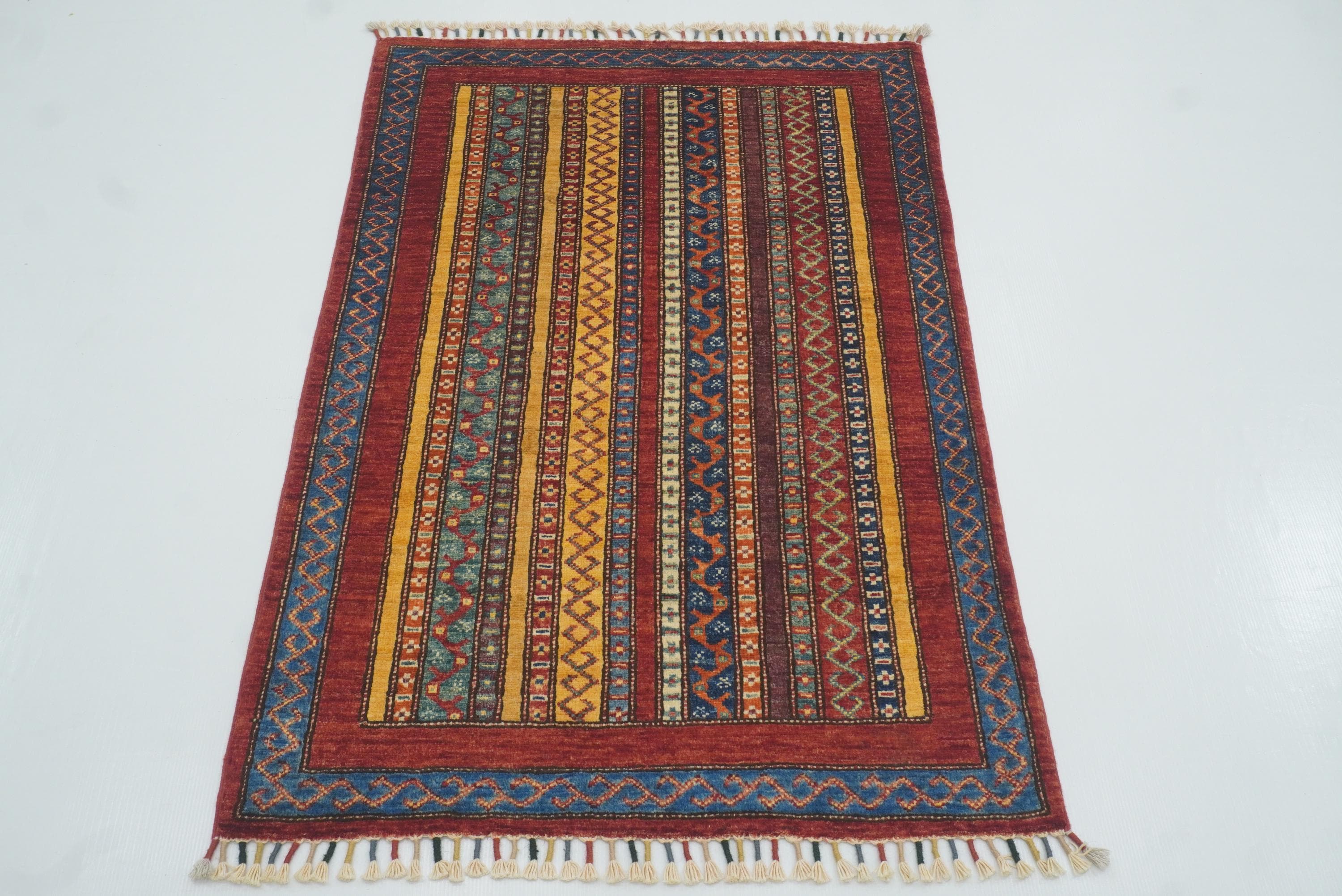 3x4 Red Turkish Style Hand knotted Wool Rug - Yildiz Rugs