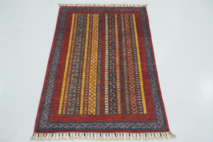 3x4 Red Turkish Style Hand knotted Wool Rug - Yildiz Rugs