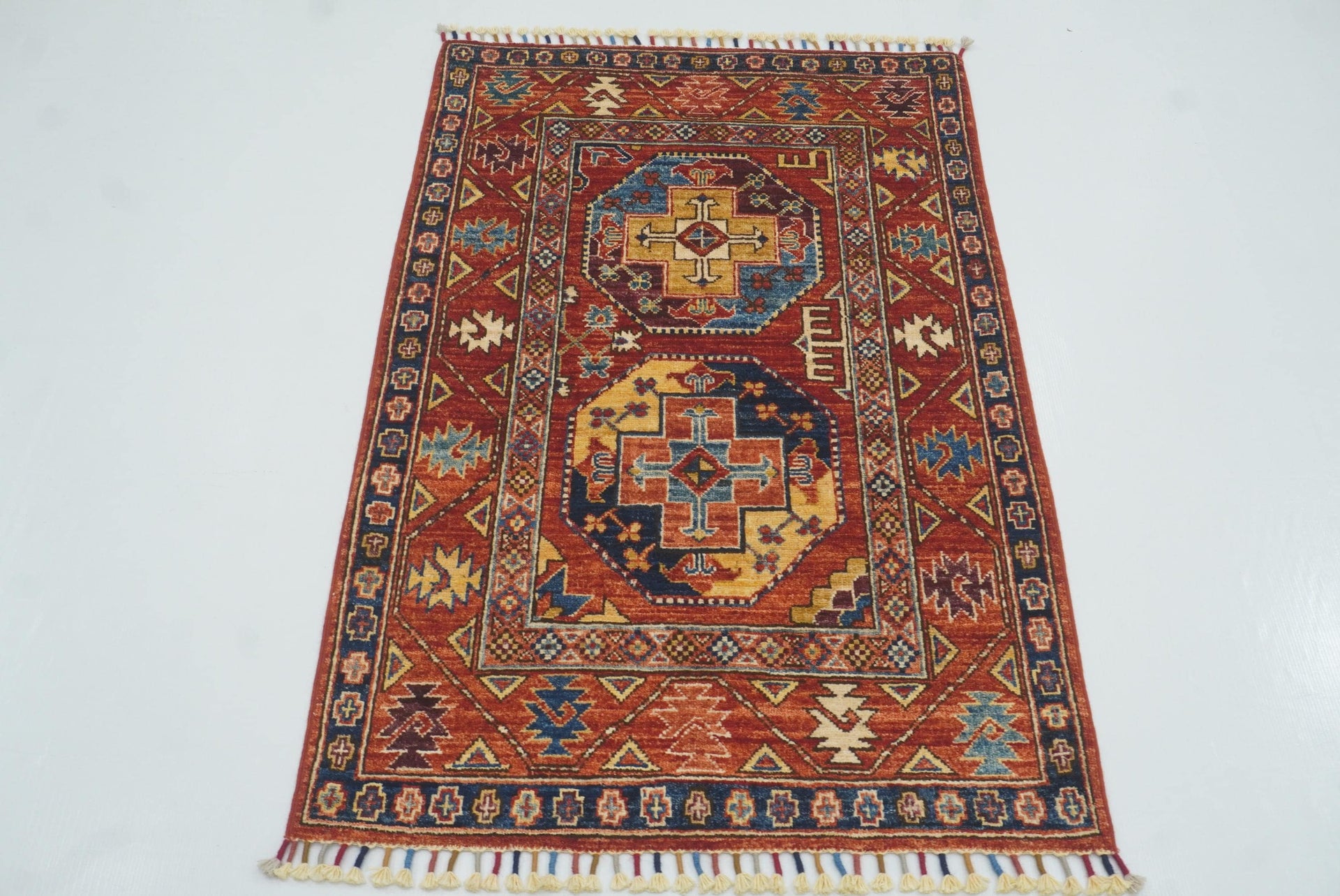 3x4 Red Ersari Hand Knotted Afghan Oriental Rug - Yildiz Rugs