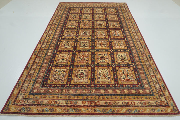 6'1"x9'11" Beige Bakhtiar Afghan Hand-Knotted Oriental Rug - Yildiz Rugs