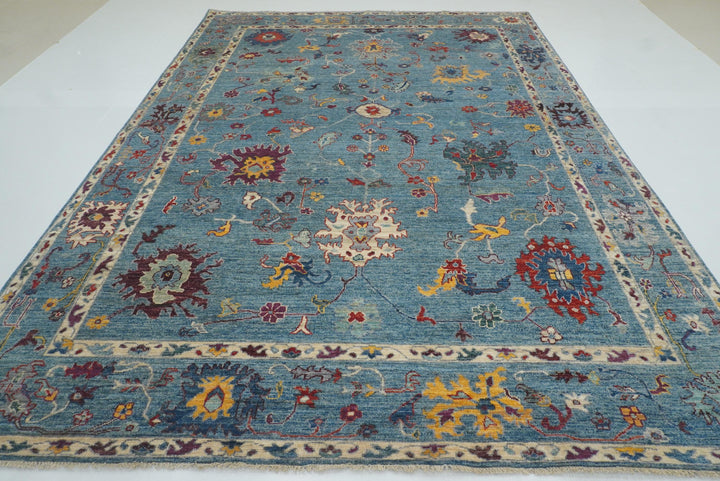9x12 Blue Oushak Hand-Knotted Turkish Rug - Yildiz Rugs