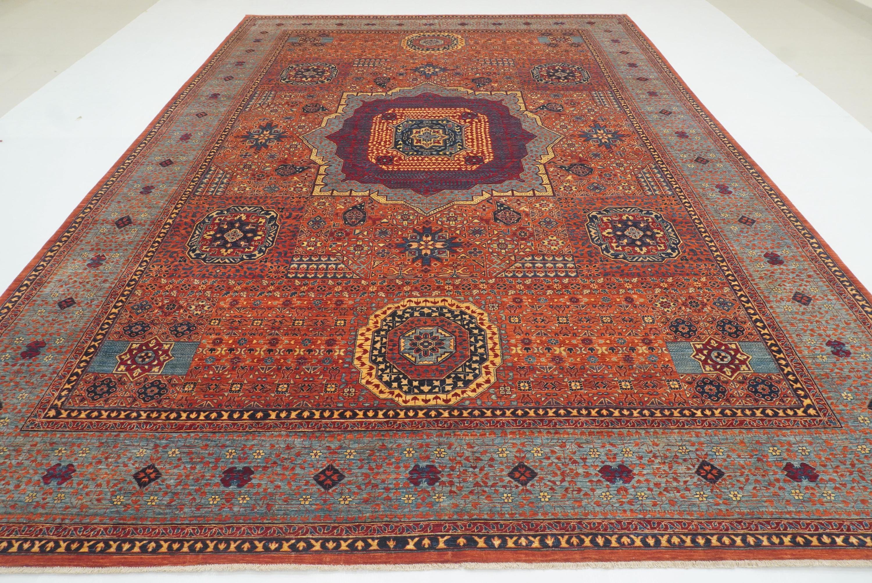 10x14 Rust Red Mamluk Turkish style Hand Knotted Medallion Rug - Yildiz Rugs