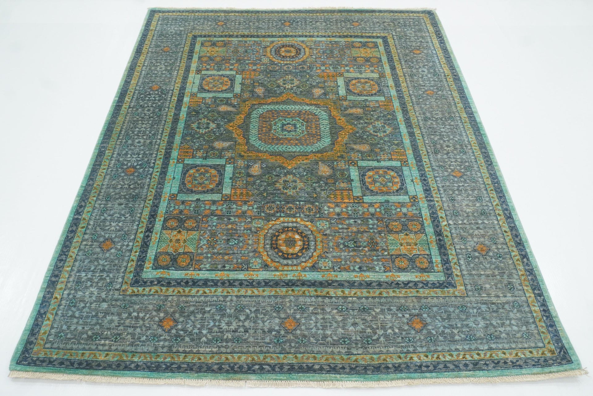 5x7 Gray Mamluk Hand knotted wool Turkish Rug - Yildiz Rugs