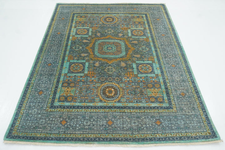 5x7 Gray Mamluk Hand knotted wool Turkish Rug - Yildiz Rugs